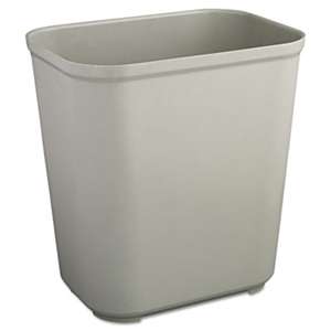 RUBBERMAID COMMERCIAL PROD. Fire-Resistant Wastebasket, Rectangular, Fiberglass, 7gal, Gray