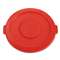 RUBBERMAID COMMERCIAL PROD. Round Flat Top Lid, for 32-Gallon Round Brute Containers, 22 1/4", dia., Red