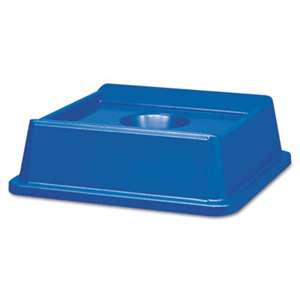 RUBBERMAID COMMERCIAL PROD. Untouchable Bottle & Can Recycling Top, Square, 20 1/8 x 20 1/8 x 6 1/4, Blue