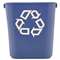 RUBBERMAID COMMERCIAL PROD. Small Deskside Recycling Container, Rectangular, Plastic, 13.625qt, Blue