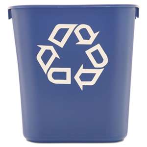 RUBBERMAID COMMERCIAL PROD. Small Deskside Recycling Container, Rectangular, Plastic, 13.625qt, Blue