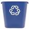 RUBBERMAID COMMERCIAL PROD. Medium Deskside Recycling Container, Rectangular, Plastic, 28.125qt, Blue