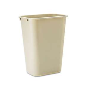 RUBBERMAID COMMERCIAL PROD. Deskside Plastic Wastebasket, Rectangular, 10 1/4 gal, Beige