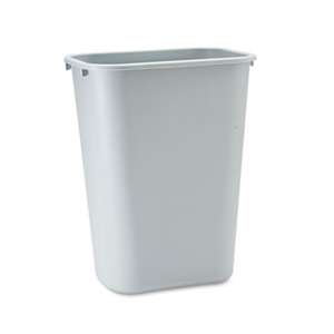 RUBBERMAID COMMERCIAL PROD. Deskside Plastic Wastebasket, Rectangular, 10 1/4 gal, Gray