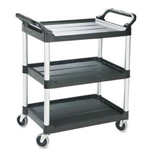 RUBBERMAID COMMERCIAL PROD. Economy Plastic Cart, Three-Shelf, 18-5/8w x 33-5/8d x 37-3/4h, Black