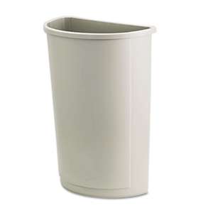 RUBBERMAID COMMERCIAL PROD. Untouchable Waste Container, Half-Round, Plastic, 21gal, Beige