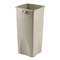 RUBBERMAID COMMERCIAL PROD. Untouchable Waste Container, Square, Plastic, 23gal, Beige