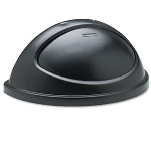 RUBBERMAID COMMERCIAL PROD. Untouchable Plastic Half-Round Lid, 21 3/8 x 12 3/8 x 9 1/8, Black