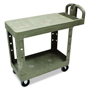 RUBBERMAID COMMERCIAL PROD. Flat Shelf Utility Cart, Two-Shelf, 19-1/5w x 37-7/8d x 33-1/3h, Beige