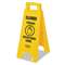 RUBBERMAID COMMERCIAL PROD. Multilingual "Closed" Sign, 2-Sided, Plastic, 11w x 1.5d x 26h, Yellow