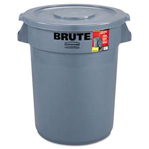 Rubbermaid Commercial 863292GRA Brute Container All-Inclusive, Round, Plastic, 32gal, Gray