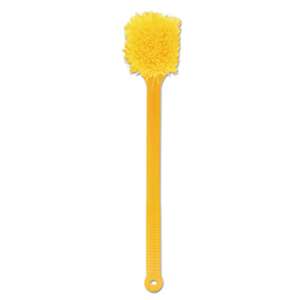 RUBBERMAID COMMERCIAL PROD. Long Handle Scrub, 20" Long Plastic Handle, Yellow Handle w/Yellow Bristles