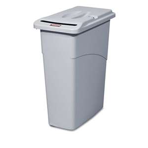 RUBBERMAID COMMERCIAL PROD. Slim Jim Confidential Document Receptacle w/Lid, Rectangle, 23gal, Light Gray