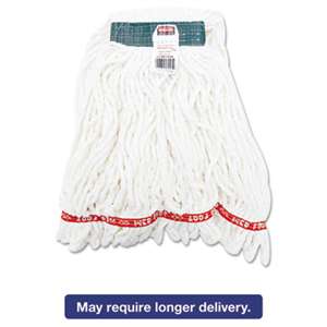 RUBBERMAID COMMERCIAL PROD. Web Foot Shrinkless Looped-End Wet Mop Head, Cotton/Synthetic, Medium, White