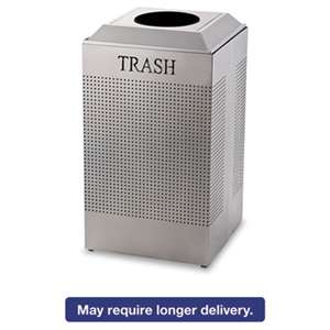 RUBBERMAID COMMERCIAL PROD. Silhouette Waste Receptacle, Square, Steel, 29gal, Silver Metallic