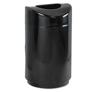 RUBBERMAID COMMERCIAL PROD. Eclipse Open Top Waste Receptacle, Round, Steel, 30gal, Black