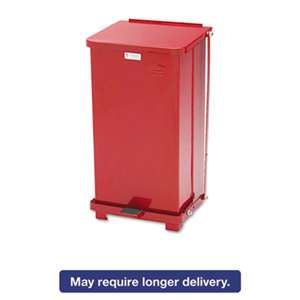 RUBBERMAID COMMERCIAL PROD. Defenders Biohazard Step Can, Square, Steel, 12gal, Red