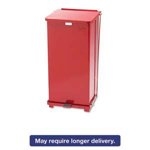 RUBBERMAID COMMERCIAL PROD. Defenders Biohazard Step Can, Square, Steel, 24gal, Red