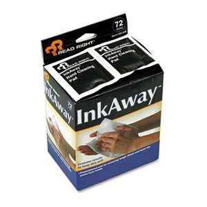 Read Right RR1302 Ink Away Hand Cleaning Pads, Cloth, White, 72/Pack