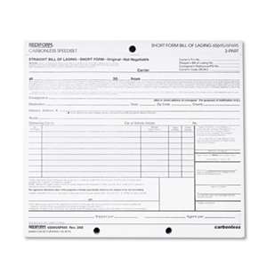REDIFORM OFFICE PRODUCTS Bill of Lading, Short Form, 7 x 8 1/2, Three-Part, 50 Loose Form Sets/Pack