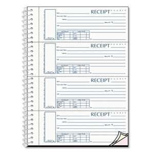 REDIFORM OFFICE PRODUCTS Spiralbound Unnumbered Money Receipt Book, 7 x 2 3/4, Three-Part, 120 Sets/Book