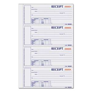 REDIFORM OFFICE PRODUCTS Hardcover Numbered Money Receipt Book, 6 7/8 x 2 3/4, Three-Part, 200 Forms