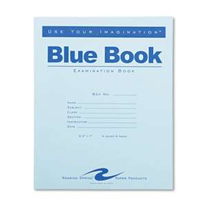 ROARING SPRING PAPER PRODUCTS Exam Blue Book, Legal Rule, 8 1/2 x 7, White, 4 Sheets/8 Pages