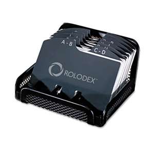 ROLODEX Metal/Mesh Open Tray Business Card File Holds 125 2 1/4 x 4 Cards, Black