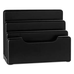 ROLODEX Wood Tones Desktop Sorter, Three Sections, Wood, Black