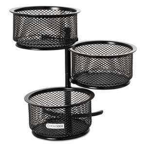 ROLODEX 3 Tier Wire Mesh Swivel Tower Paper Clip Holder, 3 3/4 x 6 1/2 x 6, Black