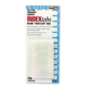 REDI-TAG CORPORATION Side-Mount Self-Stick Plastic Index Tabs, 1 inch, White, 104/Pack