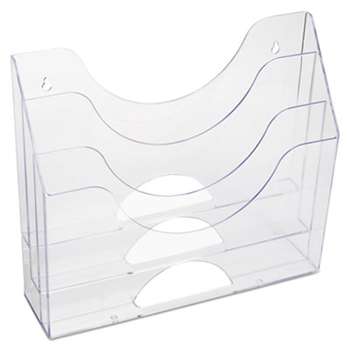 RUBBERMAID Three-Pocket File Folder Organizer, Plastic, 13 x 3 1/2 x 11 1/2, Clear