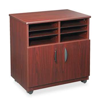 SAFCO PRODUCTS Laminate Machine Stand w/Sorter Compartments, 28w x 19-3/4d x 30-1/4h, Mahogany