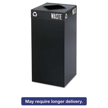 SAFCO PRODUCTS Public Square Recycling Container, Square, Steel, 31gal, Black