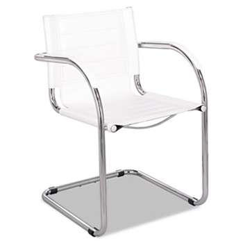 SAFCO PRODUCTS Flaunt Series Guest Chair, White Leather/Chrome