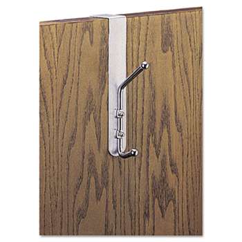 SAFCO PRODUCTS Over-The-Door Double Coat Hook, Chrome-Plated Steel, Satin Aluminum Base