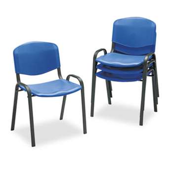 SAFCO PRODUCTS Contour Stacking Chairs, Blue w/Black Frame, 4/Carton