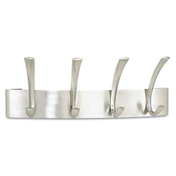 SAFCO PRODUCTS Metal Coat Rack, Steel, Wall Rack, Four Hooks, 14-1/4w x 4-1/2d x 5-1/4h, Silver