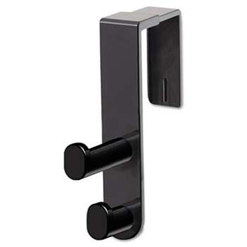 SAFCO PRODUCTS Plastic Coat Hook, 2-Hook, 1 3/4 x 6 1/2 x 7 3/4, Black