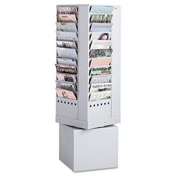 SAFCO PRODUCTS Steel Rotary Magazine Rack, 44 Compartments, 14w x 14d x 48h, Gray