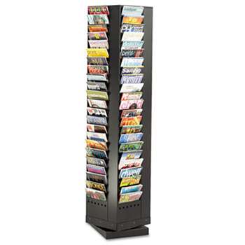 SAFCO PRODUCTS Steel Rotary Magazine Rack, 92 Compartments, 14w x 14d x 68h, Black