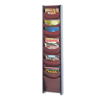 SAFCO PRODUCTS Solid Wood Wall-Mount Literature Display Rack, 11-1/4w x 3-3/4d x 48h, Mahogany