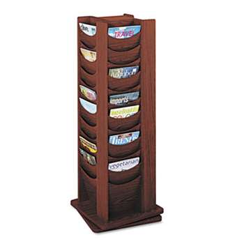 SAFCO PRODUCTS Rotary Display, 48 Compartments, 17-3/4w x 17-3/4d x 49-1/2h, Mahogany