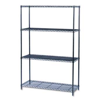 SAFCO PRODUCTS Industrial Wire Shelving Starter Kit, Four-Shelf, 48w x 18d x 72h, Black