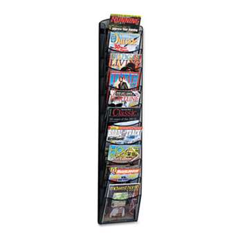 SAFCO PRODUCTS Onyx Mesh Literature Rack, Ten Compartments, 10-1/4w x 3-1/2d x 50-3/4h, Black