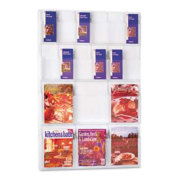 SAFCO PRODUCTS Reveal Clear Literature Displays, 18 Compartments, 30w x 2d x 45h, Clear