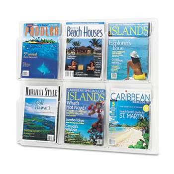 SAFCO PRODUCTS Reveal Clear Literature Displays, Six Compartments, 30w x 2d x 24-1/2h, Clear
