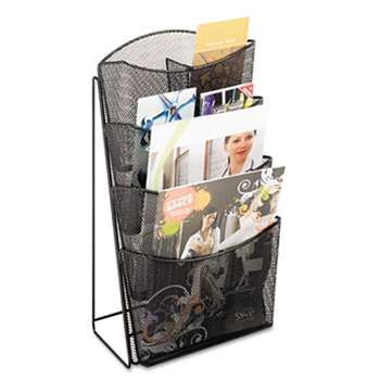 SAFCO PRODUCTS Onyx Mesh Counter Display, Four Compartments, 9-3/4w x 6-1/2d x 18h, Black