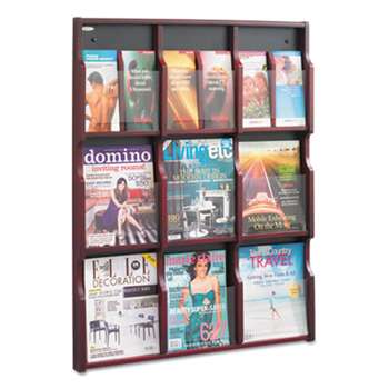 SAFCO PRODUCTS Expose Adj Magazine/Pamphlet Nine Pocket Display, 29-3/4w x 38-1/4h, Mahogany