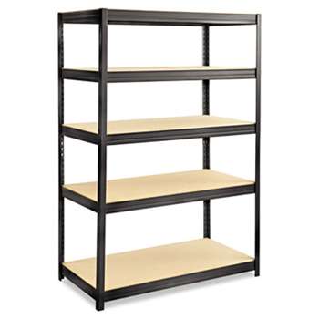 SAFCO PRODUCTS Boltless Steel/Particleboard Shelving, Five-Shelf, 48w x 24d x 72h, Black